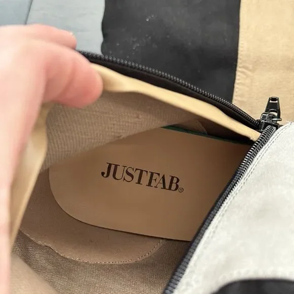 JustFab Faux Suede Patchwork Knee High Heel Boots Womens 10 Black Tan Y2K 90s - Picture 12 of 13